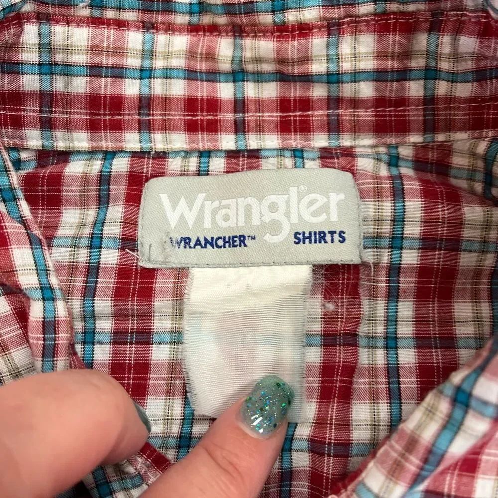 Vintage Wrangle Plaid Snap Down Short Sleeve Shirt sz L